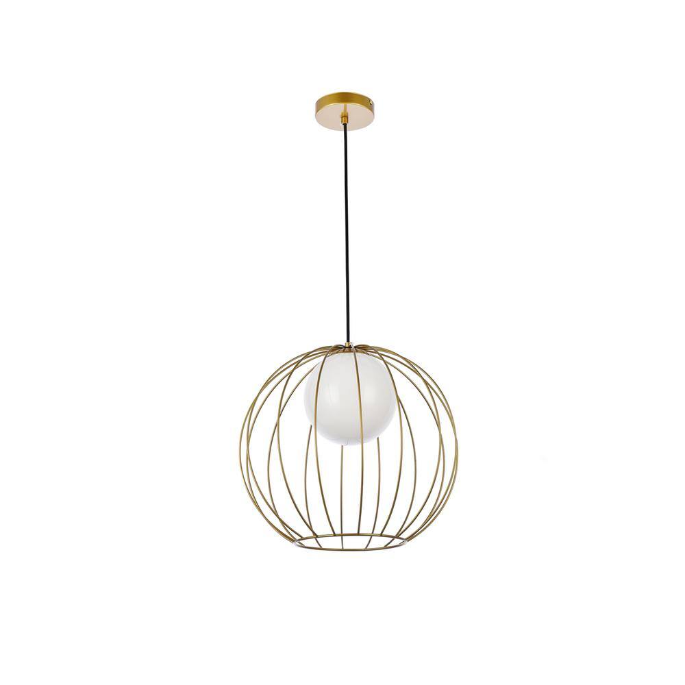 Alt View 1. Living District - Wetzel 1 light brass pendant - Brass And White.
