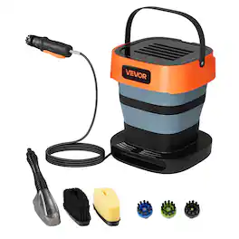 VEVOR - Portable Cordless Pressure Washer with 2.64 Gal Tank, Foldable Power Washer 109 Max PSI, 3 Nozzles - Black;Orange
