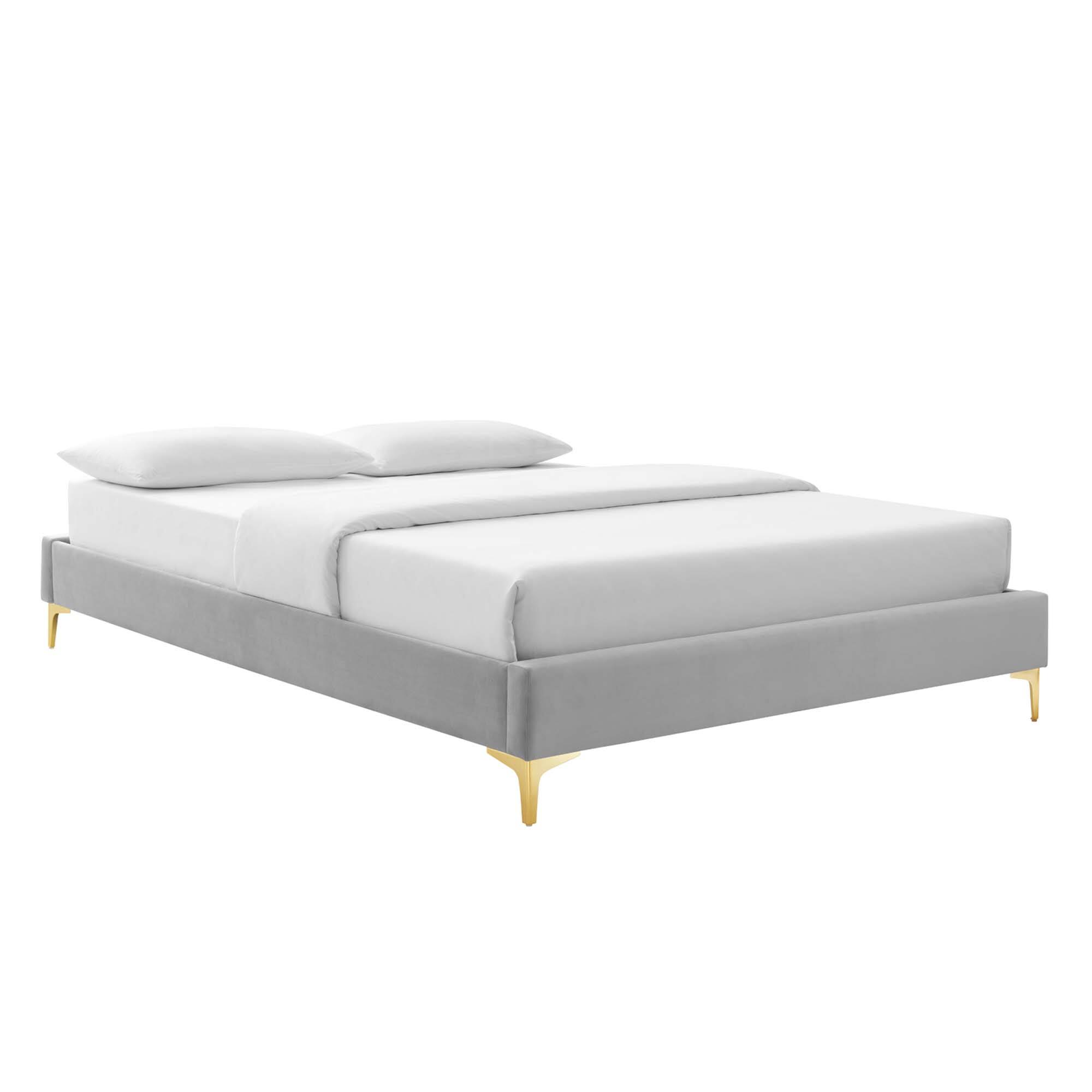 Alt View 5. Modway - Amber Tufted Performance Velvet Twin Platform Bed - Gray.