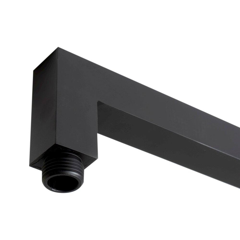 Angle. Alfi - Black Matte 20" Square Wall Shower Arm - Black.