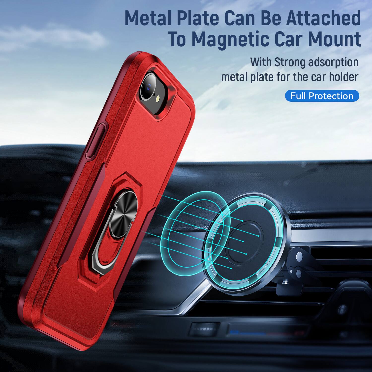 Metal Plate Can Be Attached To Magnetic Car Mount

With Strong adsorption metal plate for the car holder

Full Protection