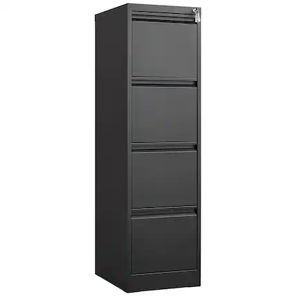 Front. Dexmalle - Dexmalle-4 Drawer Chest Mobile File Cabinet Vertical Filing Organizer with Lock-Black.