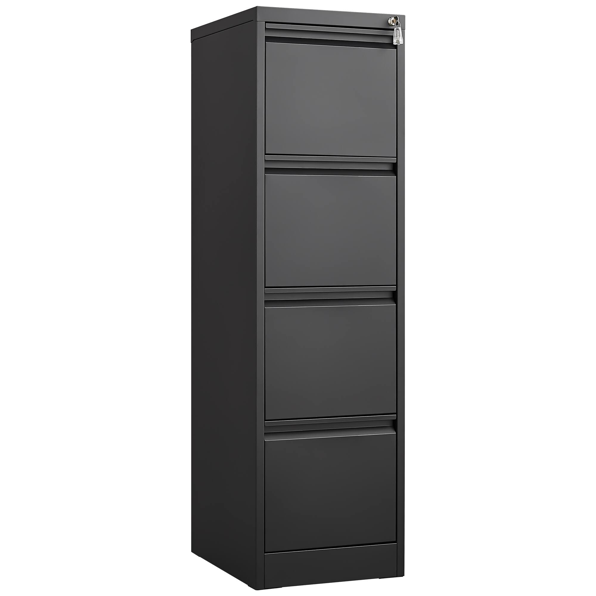 Dexmalle - Dexmalle-4 Drawer Chest Mobile File Cabinet Vertical Filing Organizer with Lock-Black