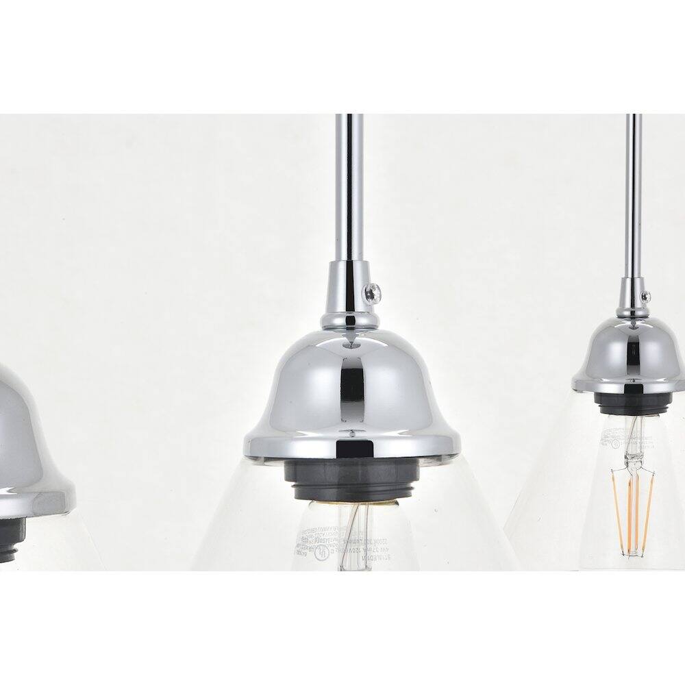 Alt View 1. Living District - Histoire 5 Light Chrome Pendant - Chrome And Clear.