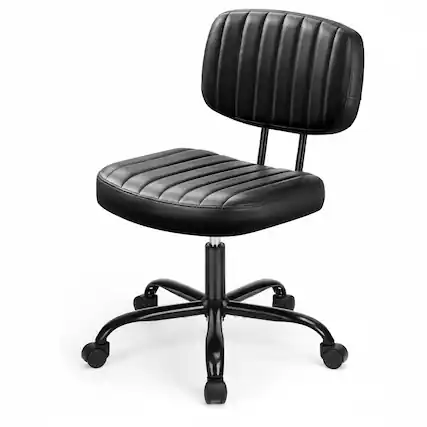 Front. AOITUN - Modern armless office chair in faux leather for home office and study - Black.