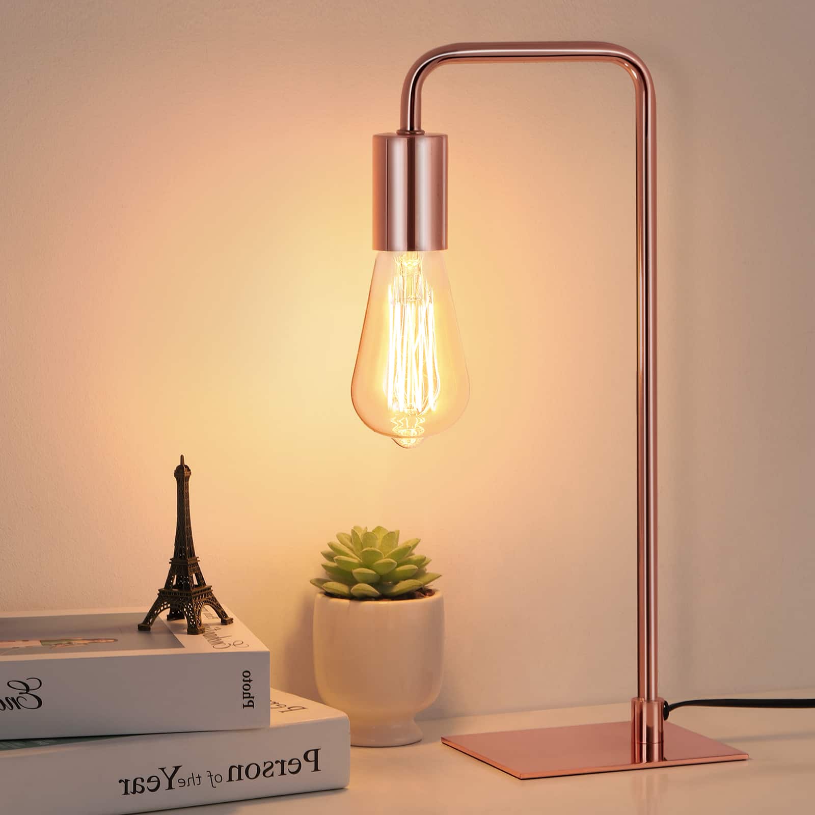 Oumilen - Stylish Nightstand Glod Lamp Bedside Desk Light for Office Bedroom Living Room