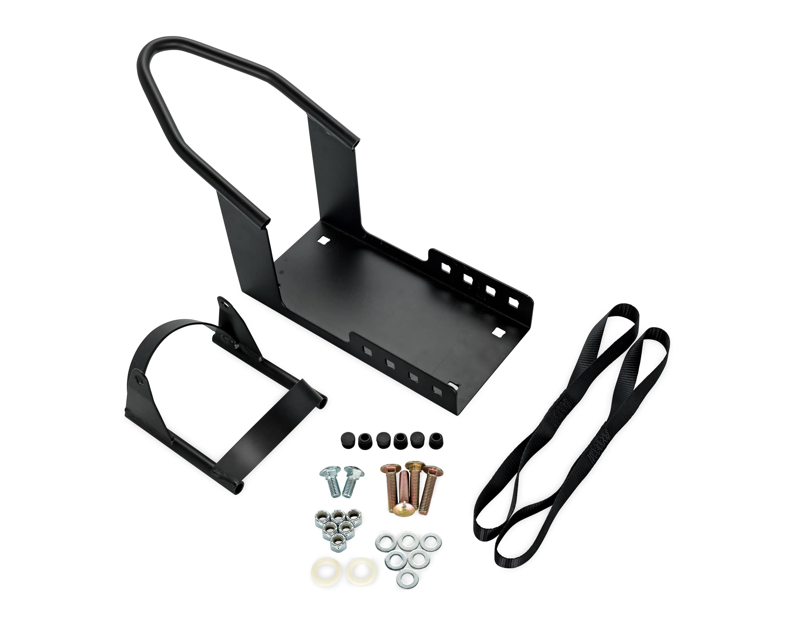 Camco - Motorcycle Wheel Chock Mount with Handlebar Straps & Universal Tire Fit - Black