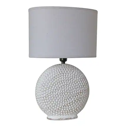 Front. BreeBe - Notched Ceramic Table Lamp 26"H - White, Grey.