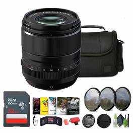 Fujifilm - XF 33mm f/1.4 R LM WR Lens, 32GB Memory Card, Bundle - Black