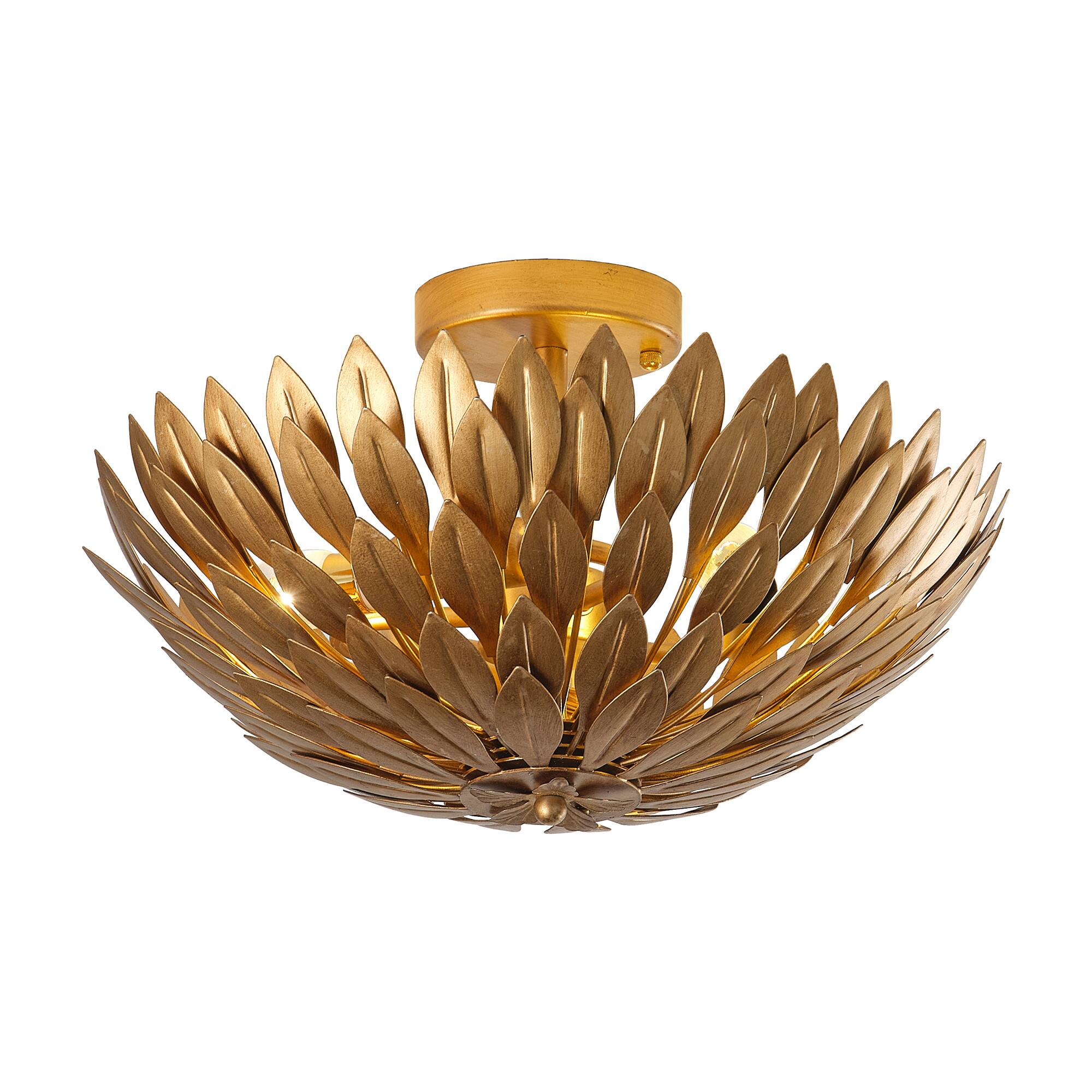 Alt View 1. Parrot Uncle - 16 Inch 3-Light Farmhouse Golden Semi-Flush Mount Ceiling Lighting - Gold.
