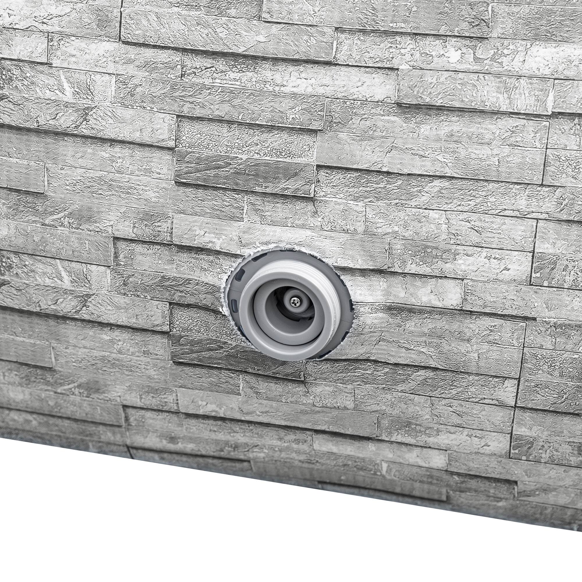 Alt View 5. Bestway - Bestway Fast Set 10' x 26" Stacked Stone Inflatable Swimming Pool Outdoor Set - Gray.