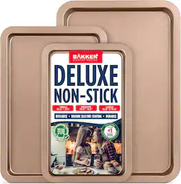 Bakken- Swiss - BAKKEN 3-Piece Nonstick Baking Pan Set – Small/Medium/Large Trays, Stackable, PFOA PFOS PTFE Free - Brown