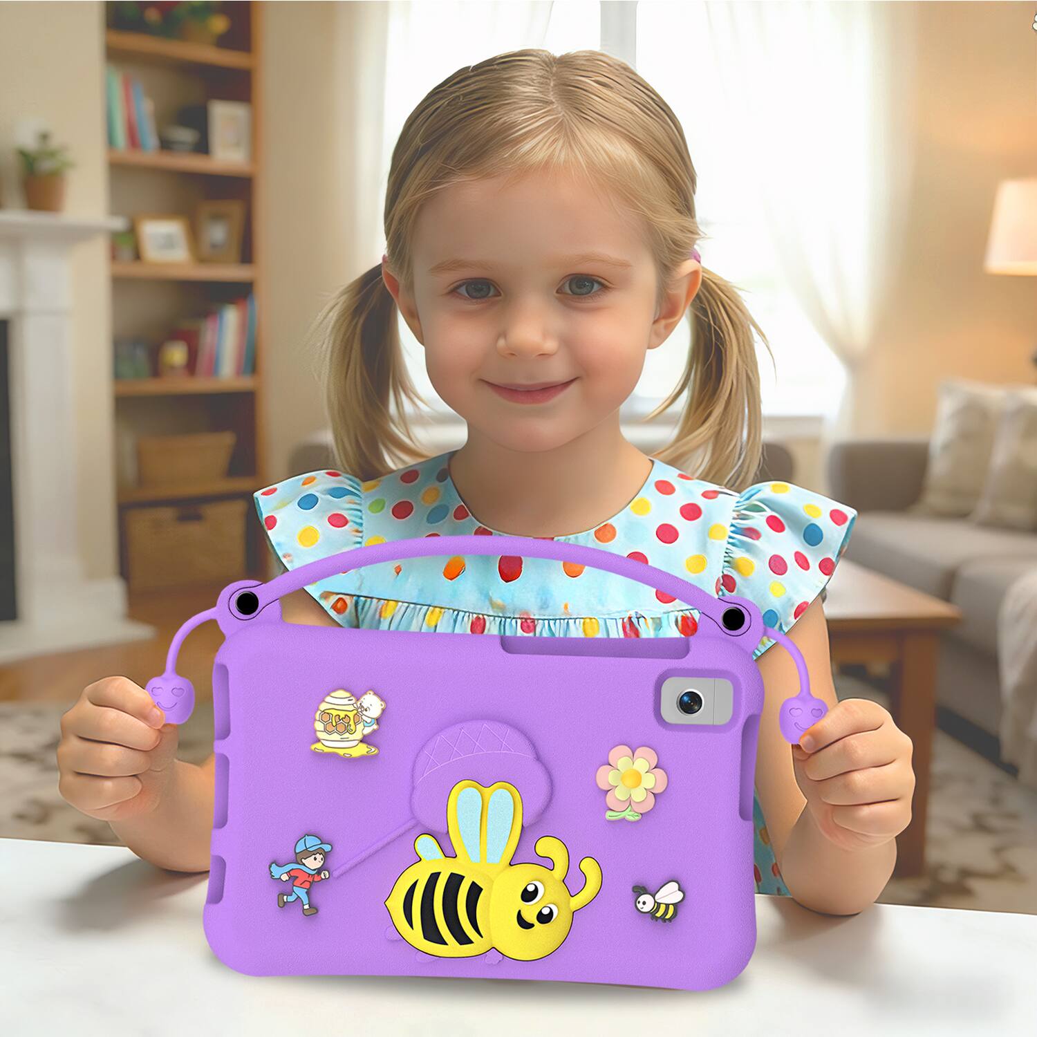 Alt View 4. Dteck - for Samsung Galaxy Tab A9 2023 & Tab A11 2025 (X133/X135) 8.7" Kids EVA Tablet Case,Shockproof Kickstand Cover + Handle - Purple.