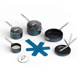 Joseph Joseph - Space Ceramic Non-stick 8-piece Cookware Set with Folding Handles - Blue