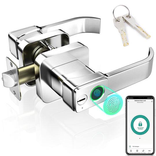 Fitnate - Biometric Smart Door Lock Fingerprint Door Knob with App Control - Silver