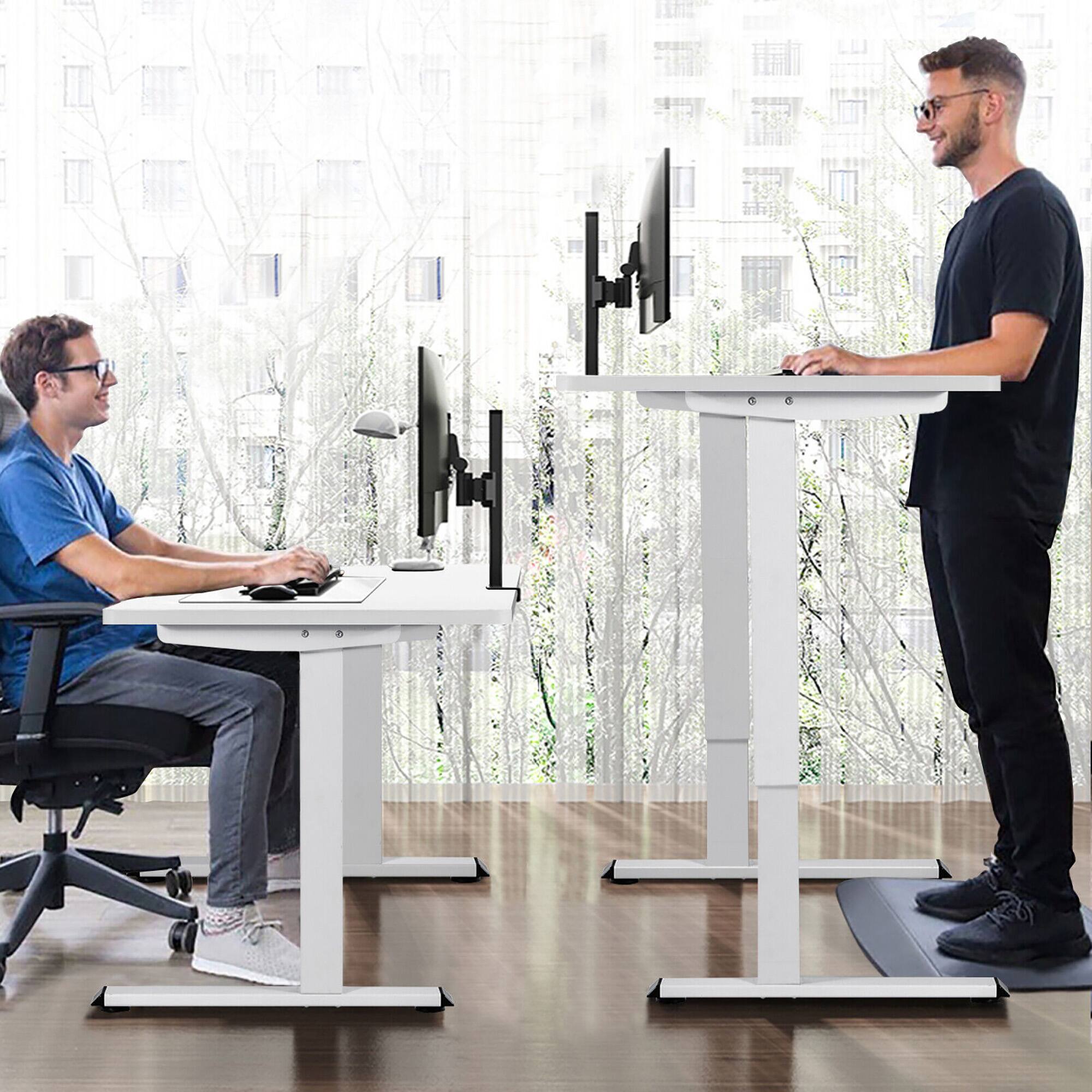 Alt View 3. Gymax - Gymax Electric Sit Stand Desk Frame Dual Motor Standing Desk Base w/ Cable Tray White - White.