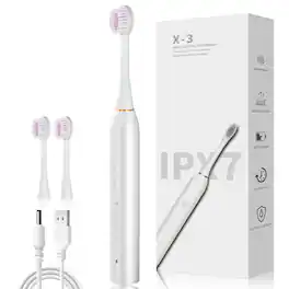 Cluzine - Long Lasting Gentle Care Electric Toothbrush, Soft Bristles, For Sensitive Gums, Oral Care for Kids & Adults - White
