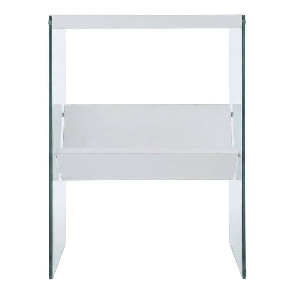 Angle. FurniFact - Black Wood End Table with Storage Shelf and Modern Design - White.