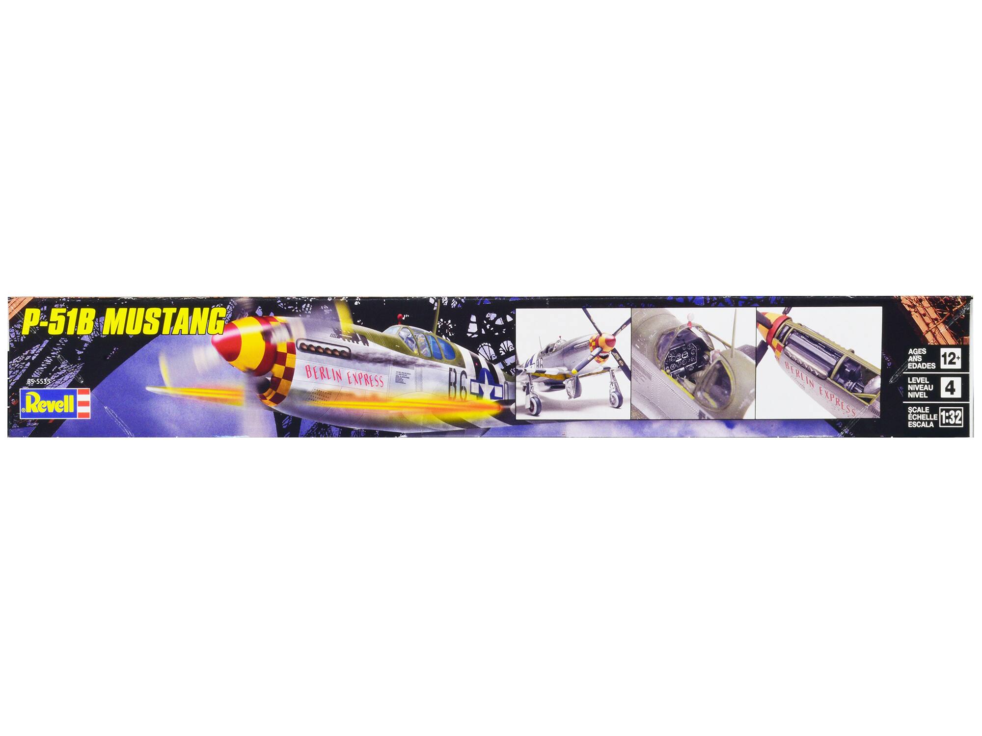 P-51B MUSTANG  
BERLIN EXPRESS  
Revell  
RC 220  
AGES 12+  
EDADES 12+  
NIVEAU 4  
NIVEL 4  
SCALE 1:32  
ECHELLE 1:32  
ESCALA 1:32