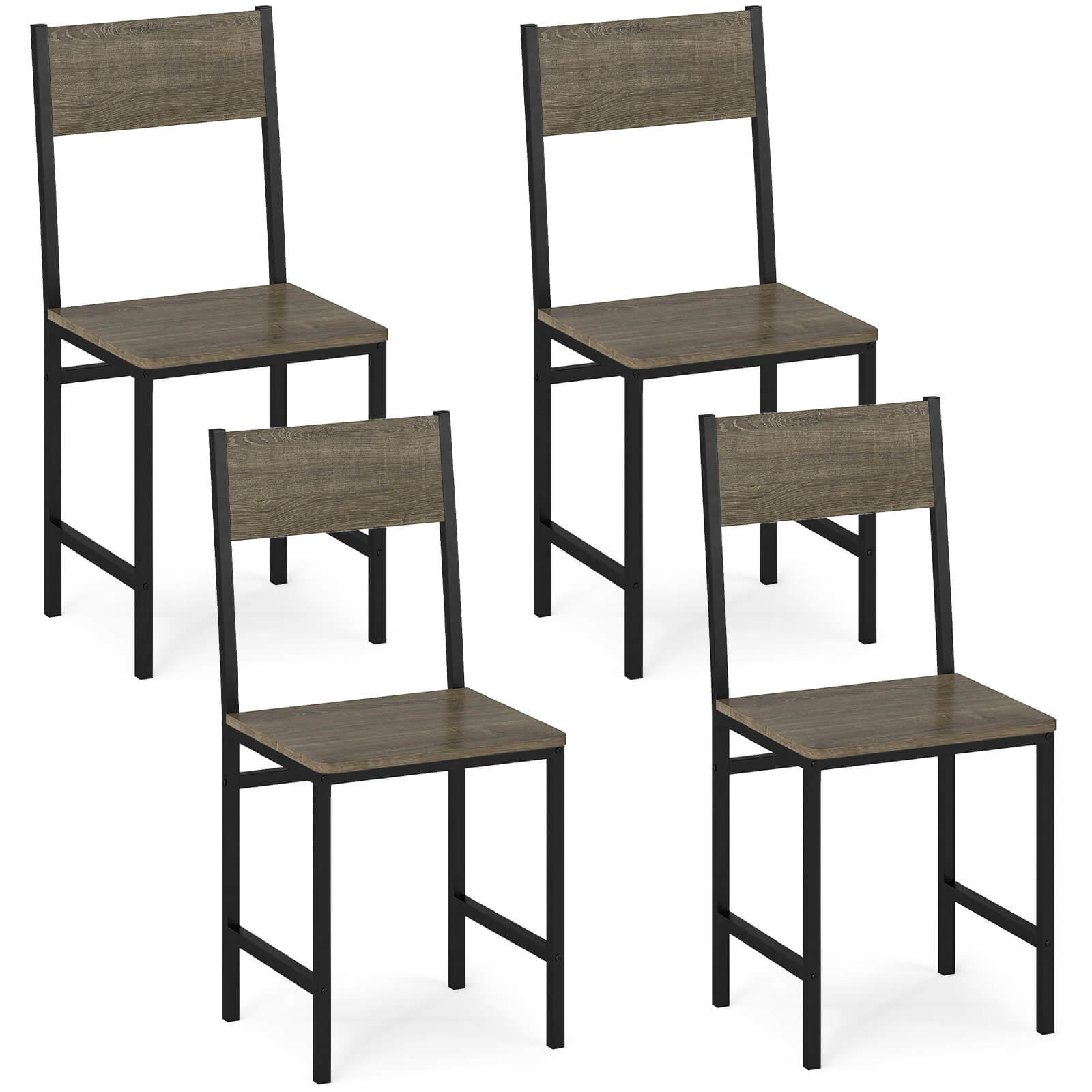 Costway - Set of 4 Dining Chairs w/Metal Legs Slanted Back Wide Seat for Living Room - Gray