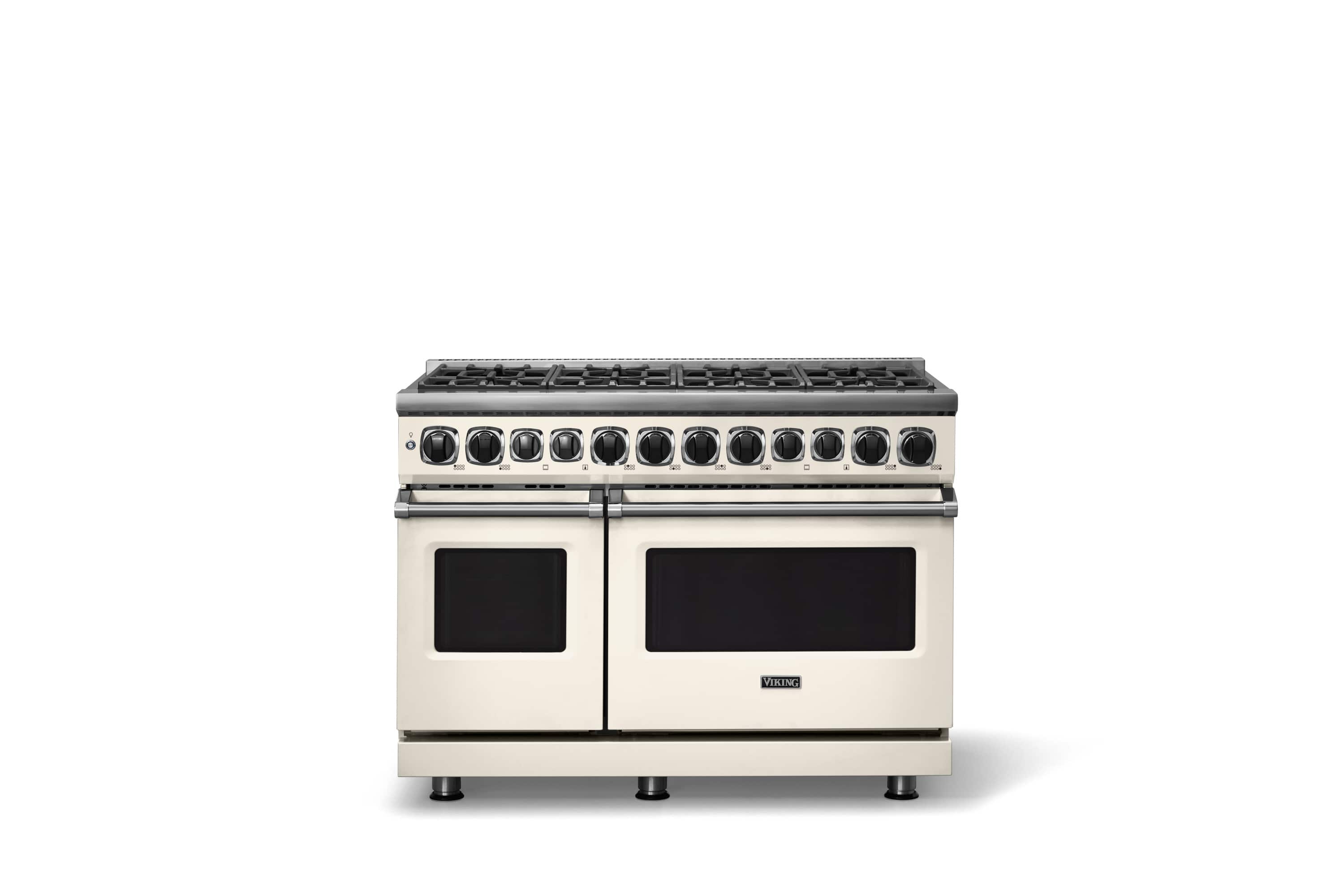 Front. Viking - 48 in. Wide 8 Burner Dual Fuel Sealed Burner Range-LP - Pure White.