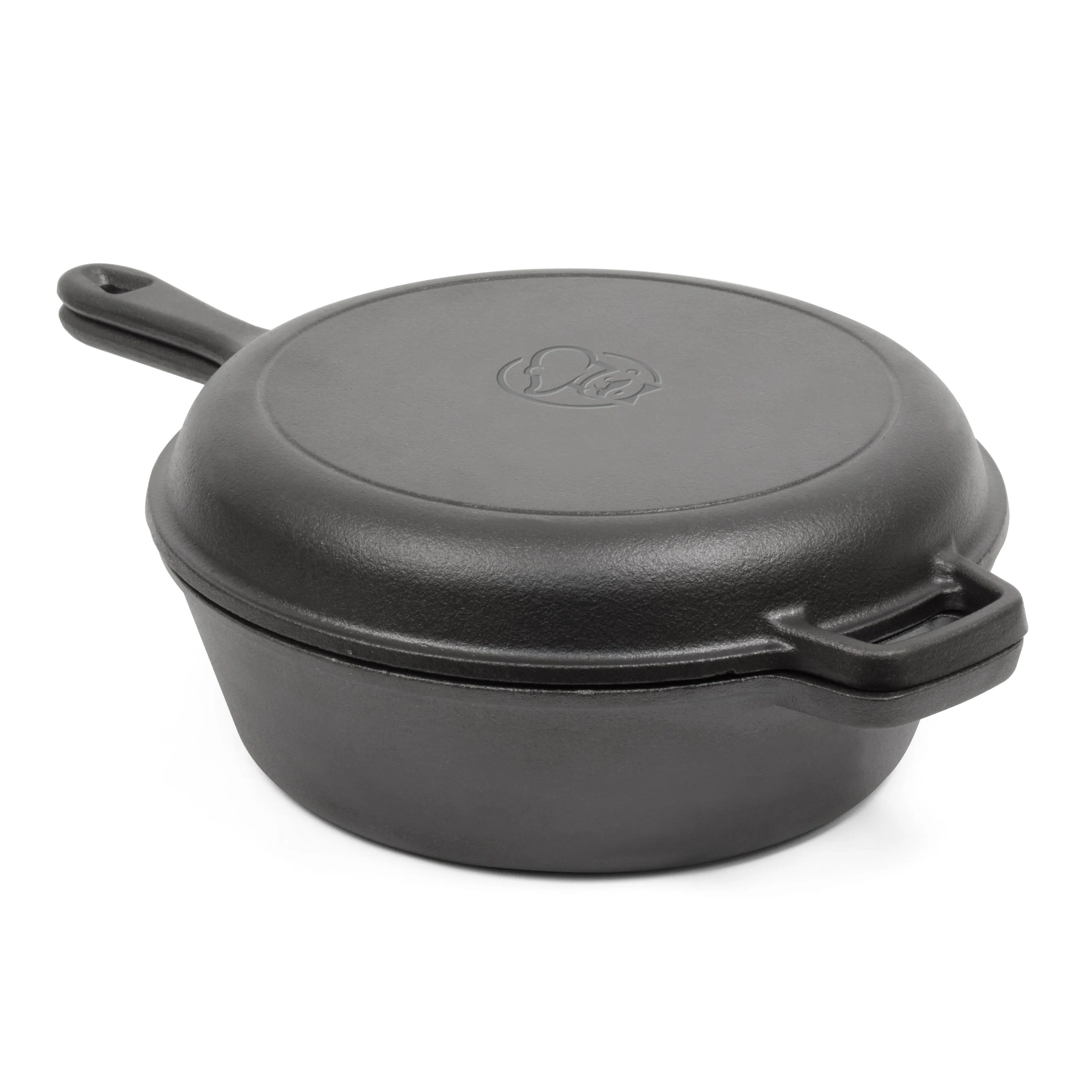 Front. Commercial Chef - COMMERCIAL CHEF 3 Quart Dutch Oven with Skillet Lid - Black.