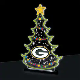 Evergreen Enterprises - Bay Packers 10" LED Tabletop Christmas Tree Desklite Sign - Green