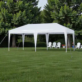 Hivvago - 10 x 20 Ft Collapsible Event Canopy with Transport Bag for Outdoor Use - White