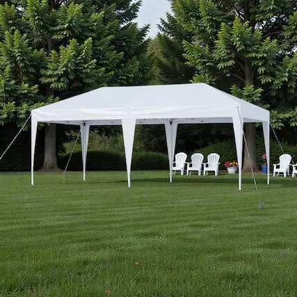 Front. Hivvago - 10 x 20 Ft Collapsible Event Canopy with Transport Bag for Outdoor Use - White.