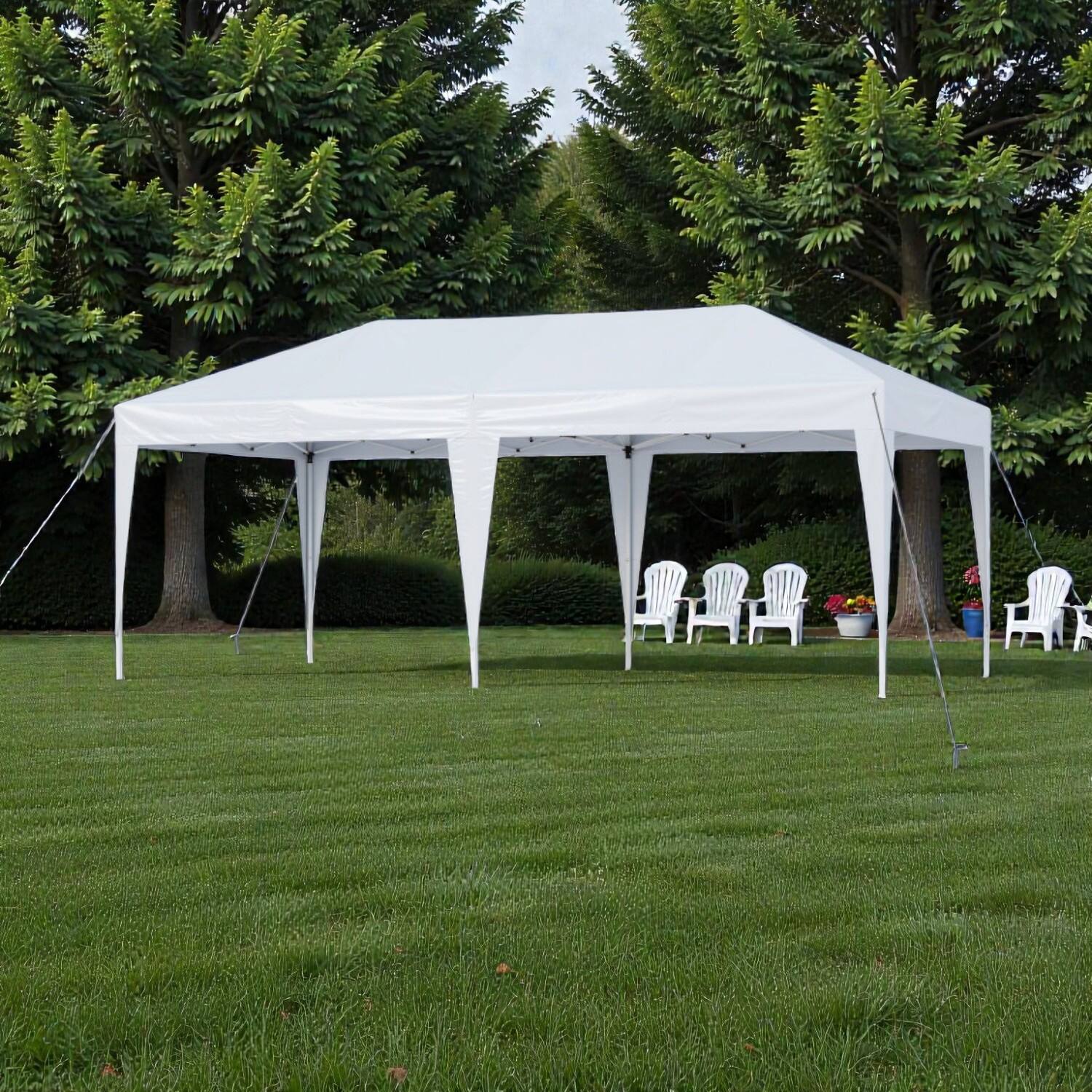 Front. Hivvago - 10 x 20 Ft Collapsible Event Canopy with Transport Bag for Outdoor Use - White.