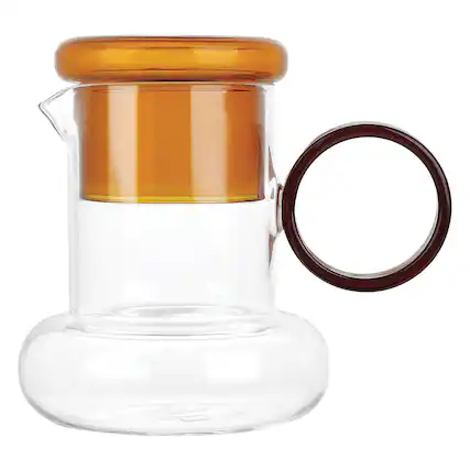 Front. Jay Import - Amber Borosilicate Ring Pitcher Drinking Set 23 OZ. - Amber.