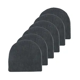 Sweet Home Collection - U-Shape Molded 100% High Density Memory Foam Chair Pads With Ties, 6-Pack - Black