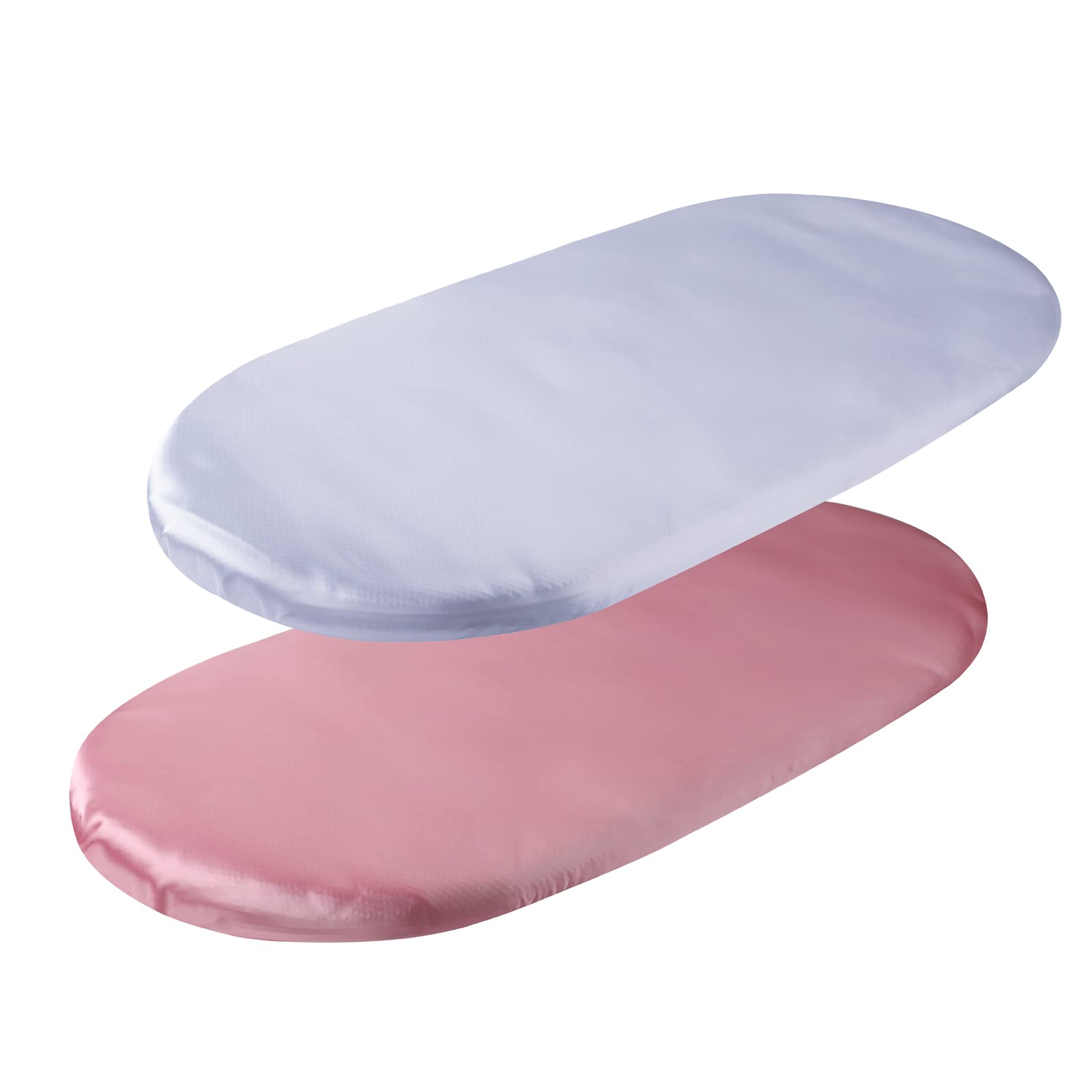 Left. MAGICAL RUBS - Satin Bassinet Sheet Set 2 Pack Ultra Soft Silk Fit For Rectangle Hourglass Oval Mattress Protect Hair And Skin Cradl... - 2pack Lt Grey & Lt Blue.