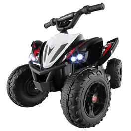 Costway - 12V Quad 4 Wheeler Ride on Toy with Music, Light, USB Port, Wireless Connection - Black