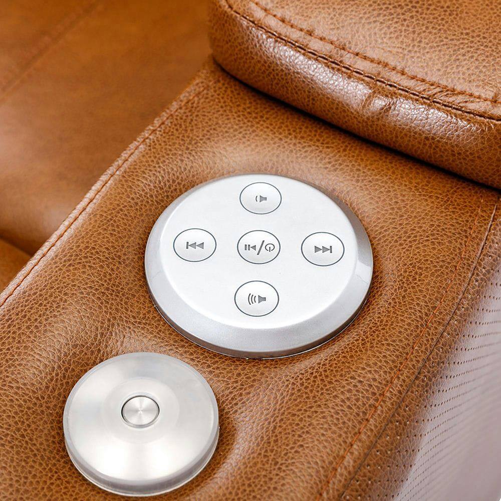Alt View 6. Kadyn - Power Motion Electric Recliner with USB Port, Hidden Arm Storage, Cup Holder & Bluetooth Speaker - Brown.