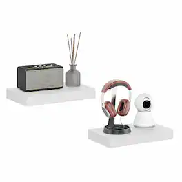 Furinno - TANNA Floating Shelves for Wall 9 x 16 Wall Shelf, Set of 2, Wall Mounted Shelf with Invisible Bracket, 2-in Thick - White