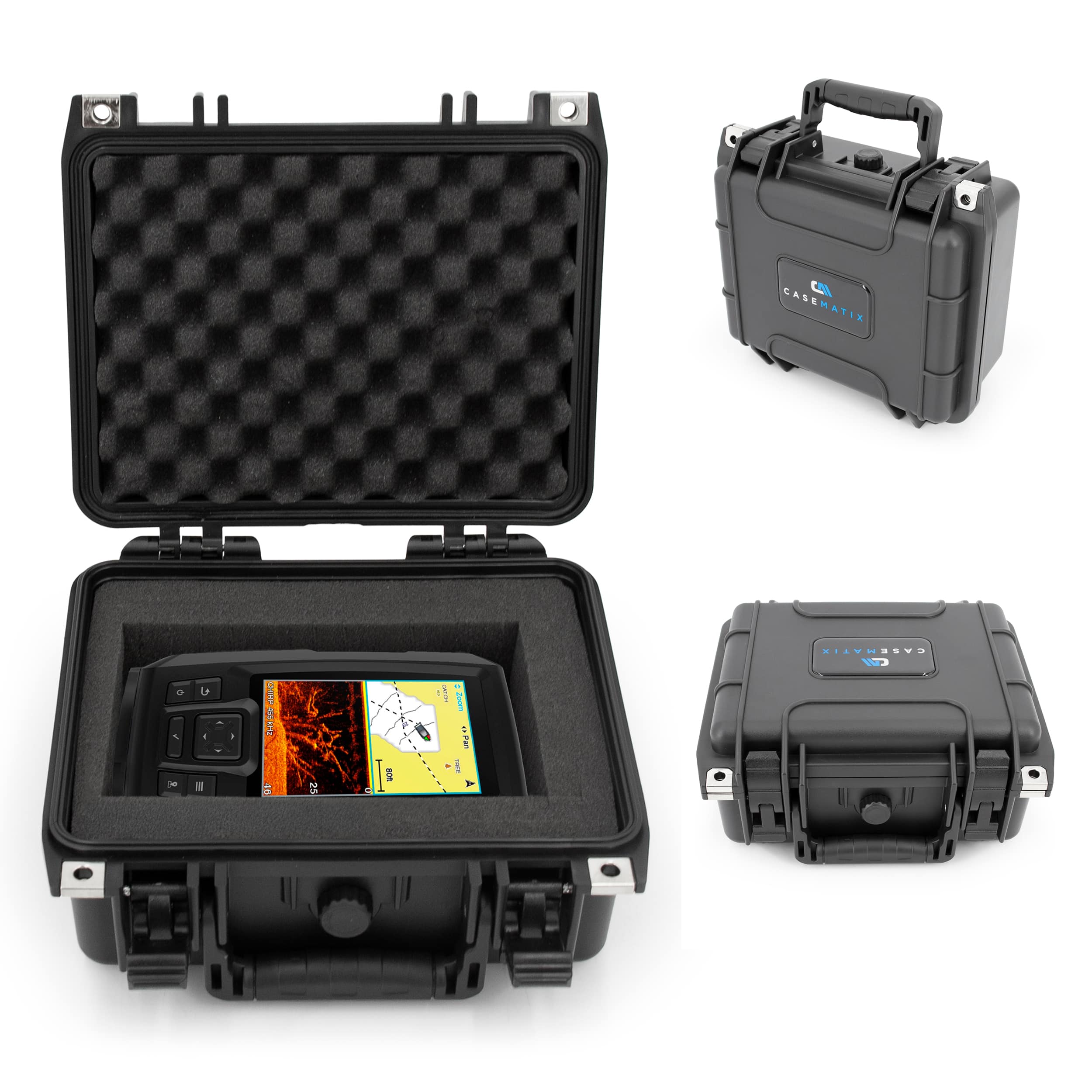 CASEMATIX - 11" Waterproof Airtight Marine FishFinder Case for Garmin Striker 4, Plus 4CV & More