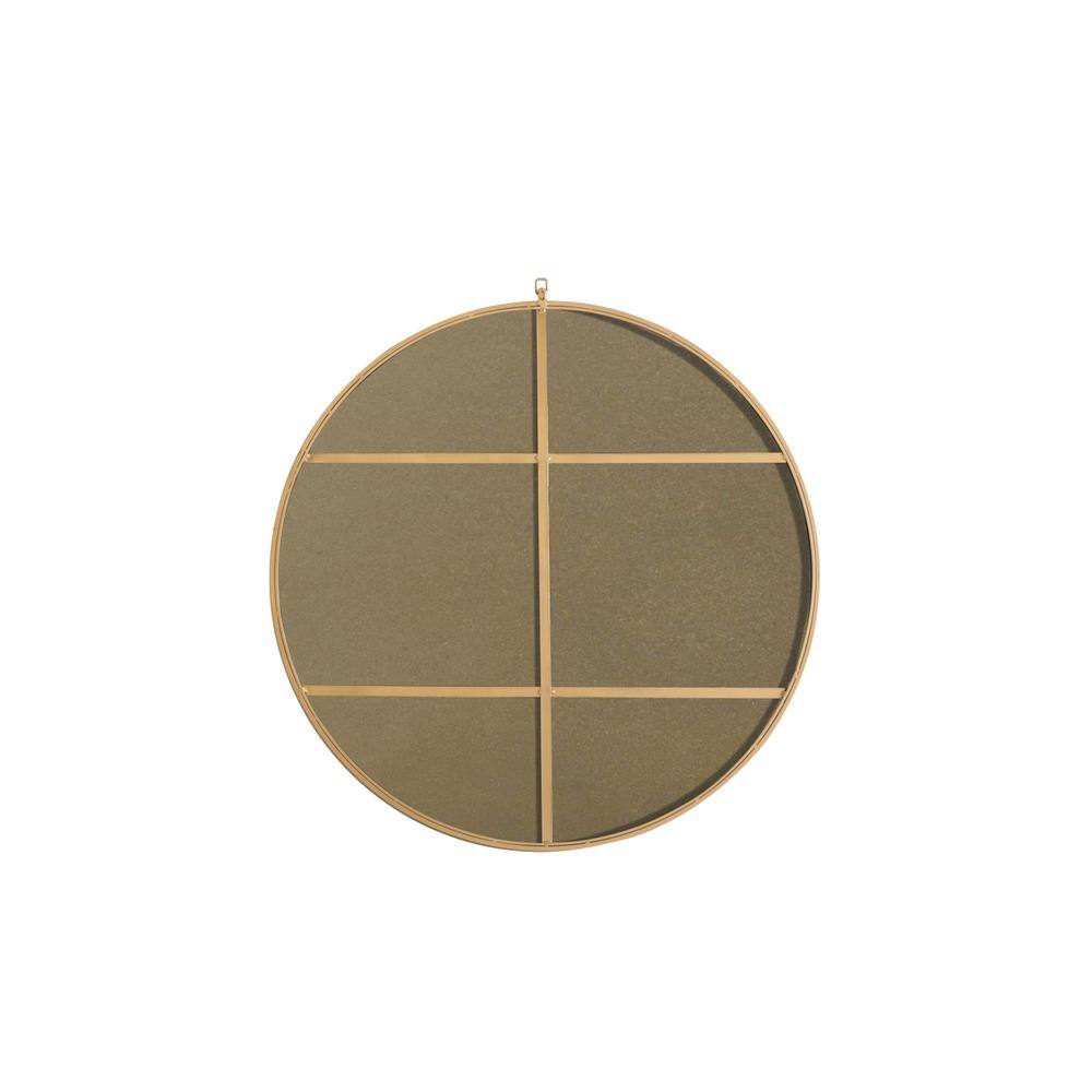 Back. Elegant Decor - Metal frame Round Mirror with decorative hook 42 inch Brass finish - Brass.
