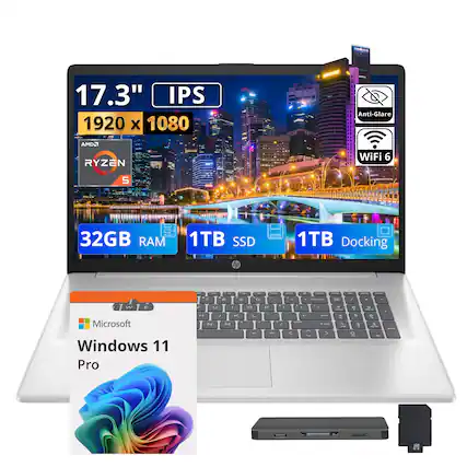 17.3" IPS 1920 x 1080
Anti-Glare
AMD RYZEN 5
WiFi 6
32GB RAM
1TB SSD
1TB Docking
Microsoft Windows 11 Pro