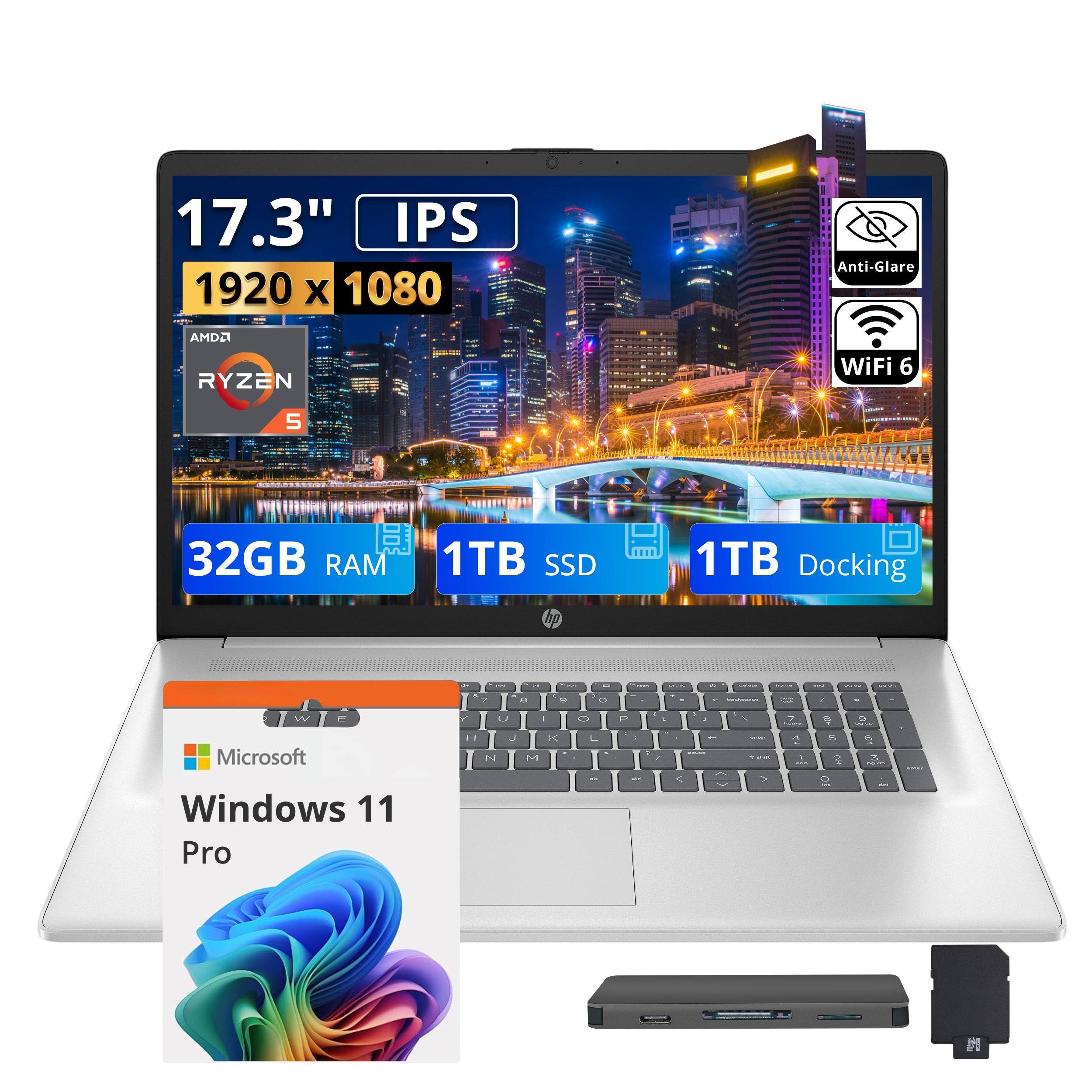 17.3" IPS 1920 x 1080  
Anti-Glare  
AMD RYZEN 5  
WiFi 6  
32GB RAM  
1TB SSD  
1TB Docking  
Microsoft Windows 11 Pro