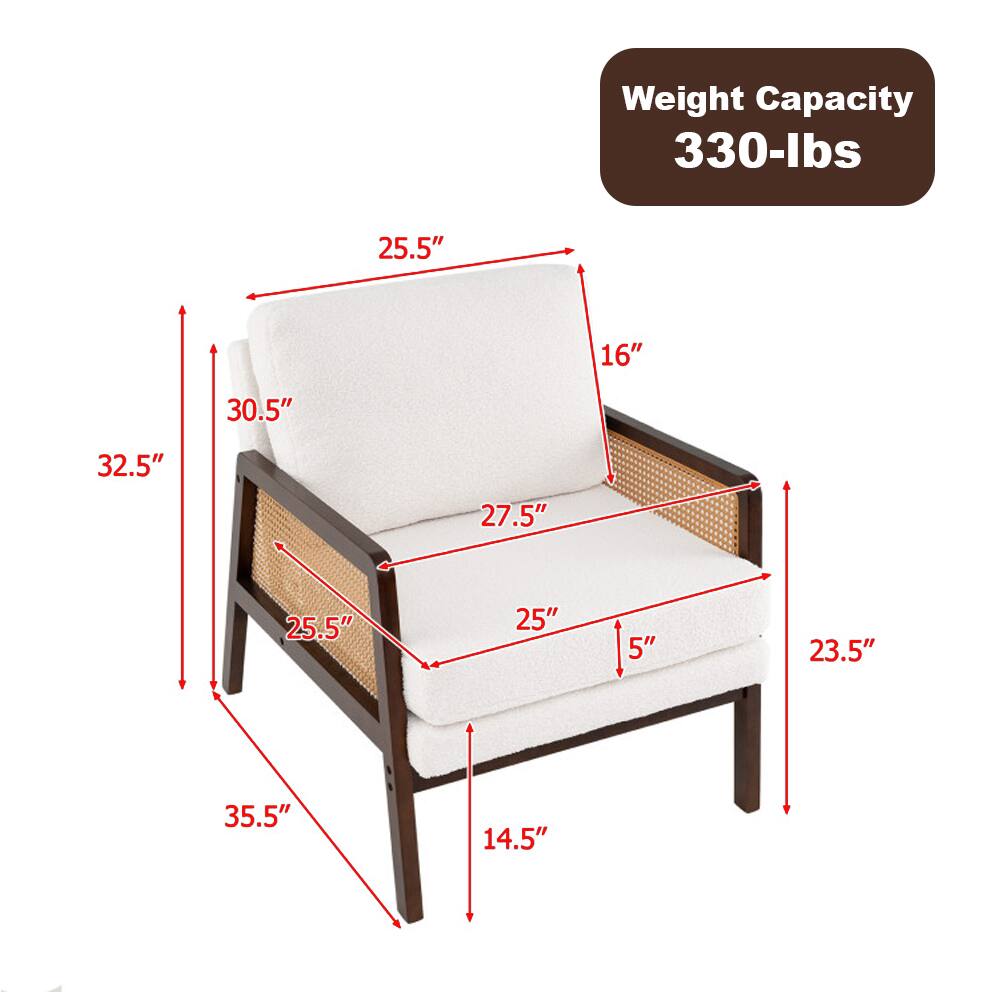Weight Capacity: 330-lbs

Dimensions:
- Height: 32.5"
- Width: 25.5"
- Depth: 23.5"
- Seat Height: 14.5"
- Seat Depth: 25"
- Back Height: 30.5"
- Armrest Height: 25.5"
- Armrest Width: 16"
- Overall Height: 35.5"
- Overall Width: 27.5"