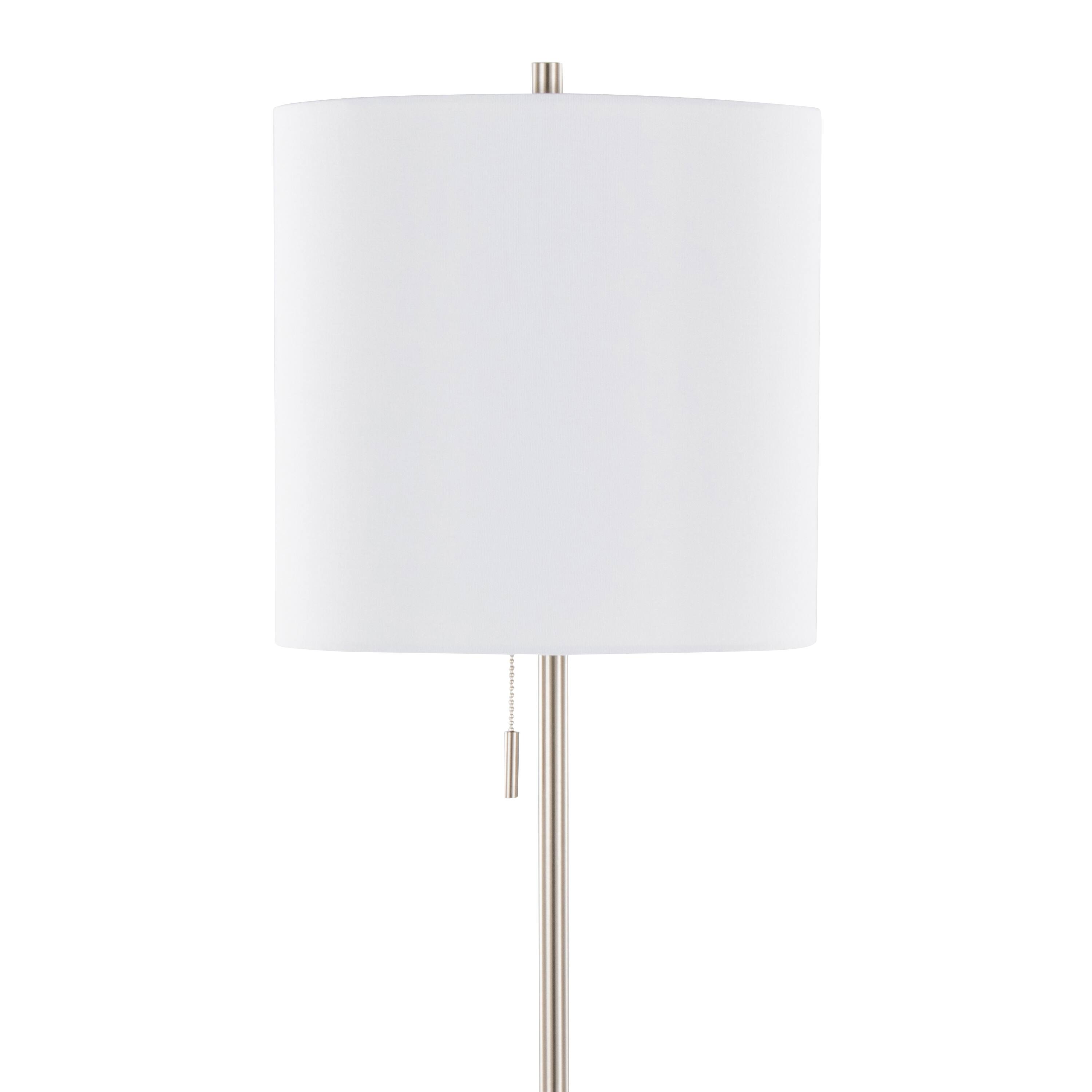 Left. Loheer - Loheer 64 Inch Brushed Nickel Floor Lamp Contemporary Metal Standing Lamp with White Linen Shade - Brushed Nickel.
