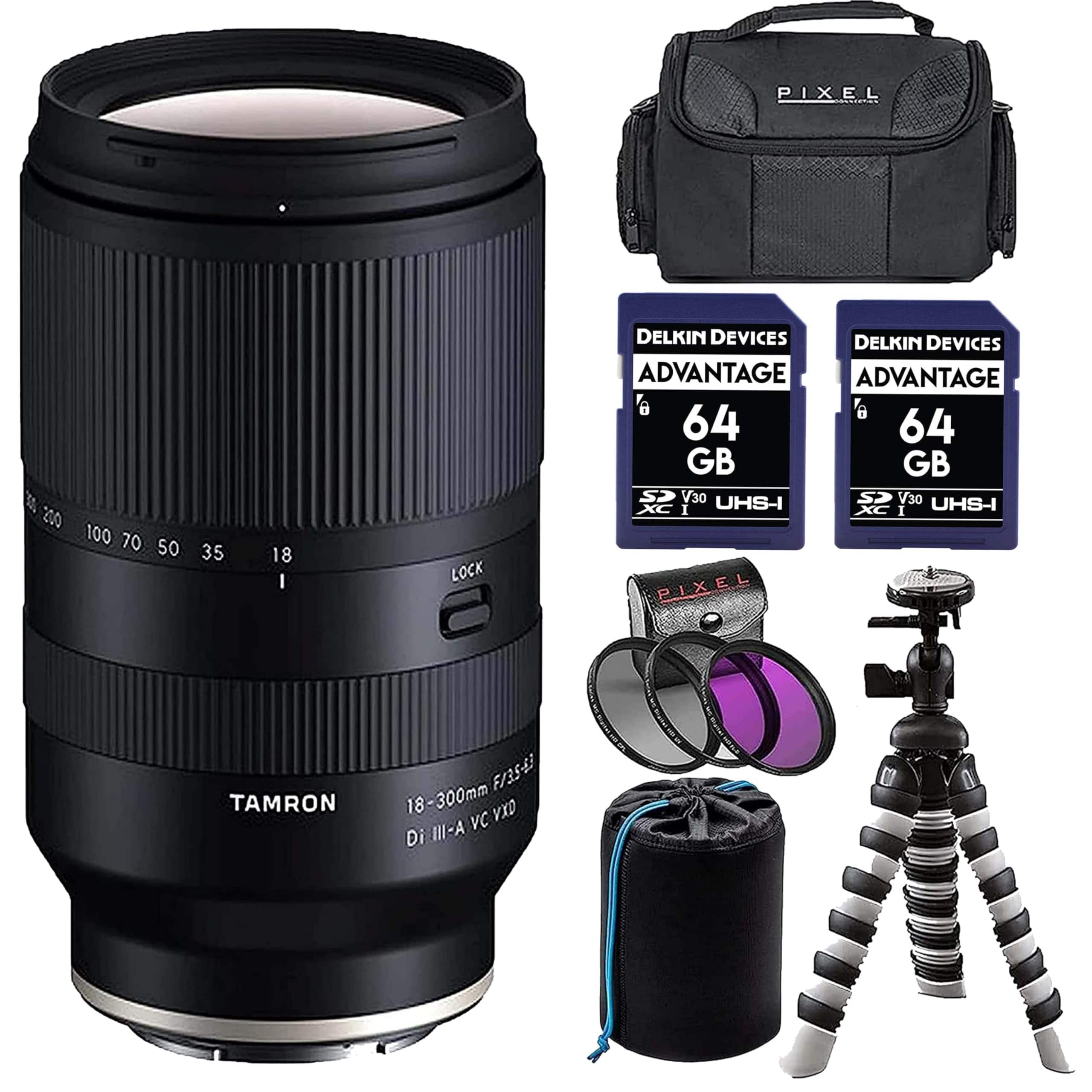 Tamron - 18-300mm f/3.5-6.3 Di III-A VC VXD Lens for Sony E with Advance Accessory and Travel Bundle (6 Year USA Warranty) - Black