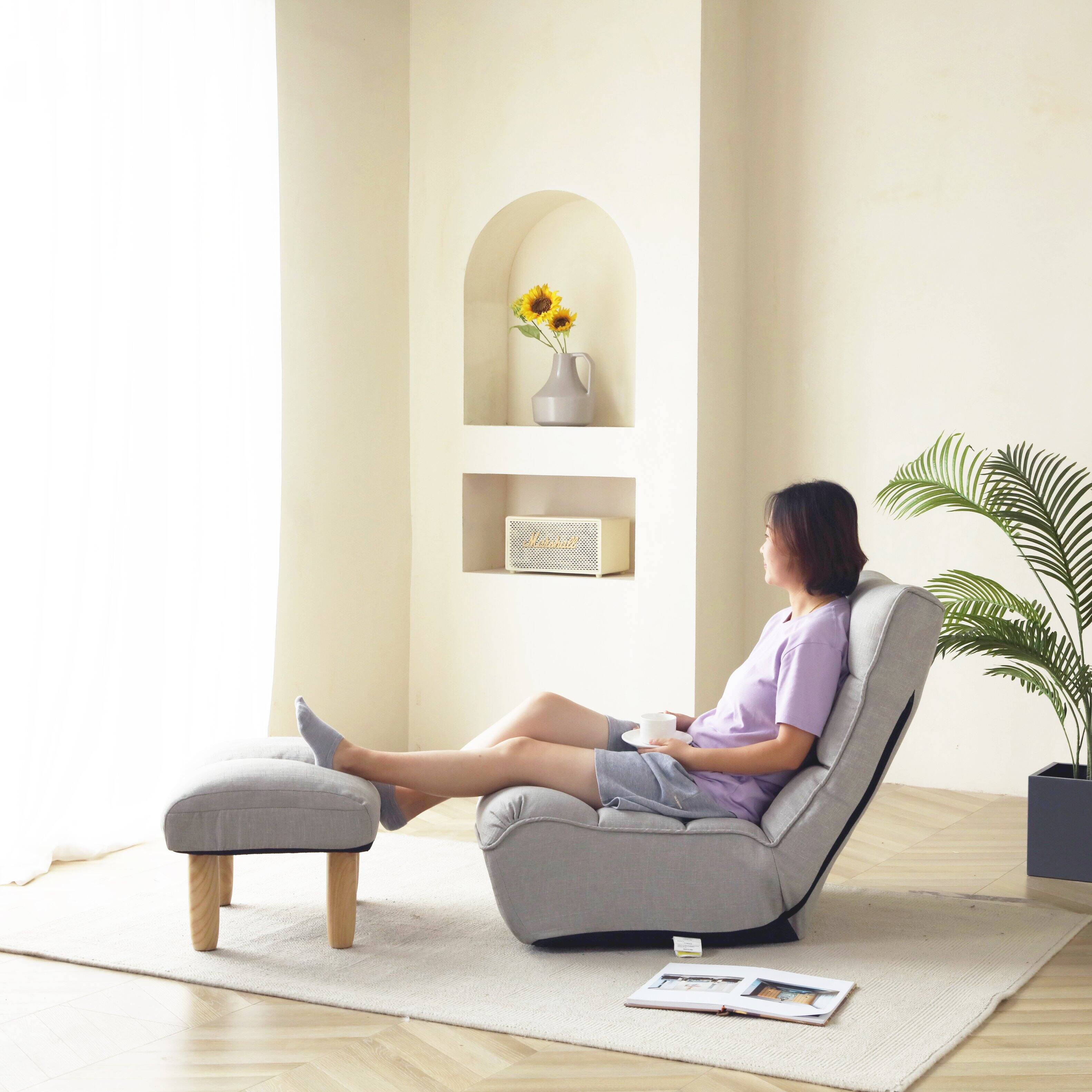 Left. LOVMOR - Compact Linen Bean Bag Chairs For Living Room Bedroom Dorm Small Space Indoor Seating Comfort Supportive Adult - Cement Grey.