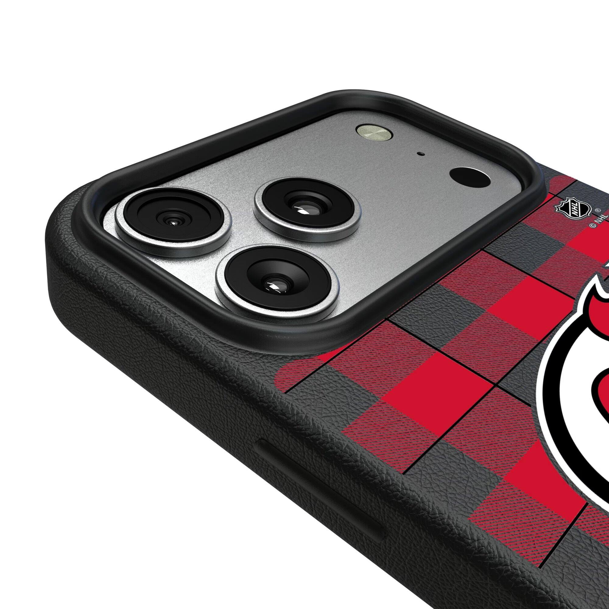 Alt View 2. Keyscaper - New Jersey Devils Plaid iPhone Magnetic Bump Case - 16 - Black.