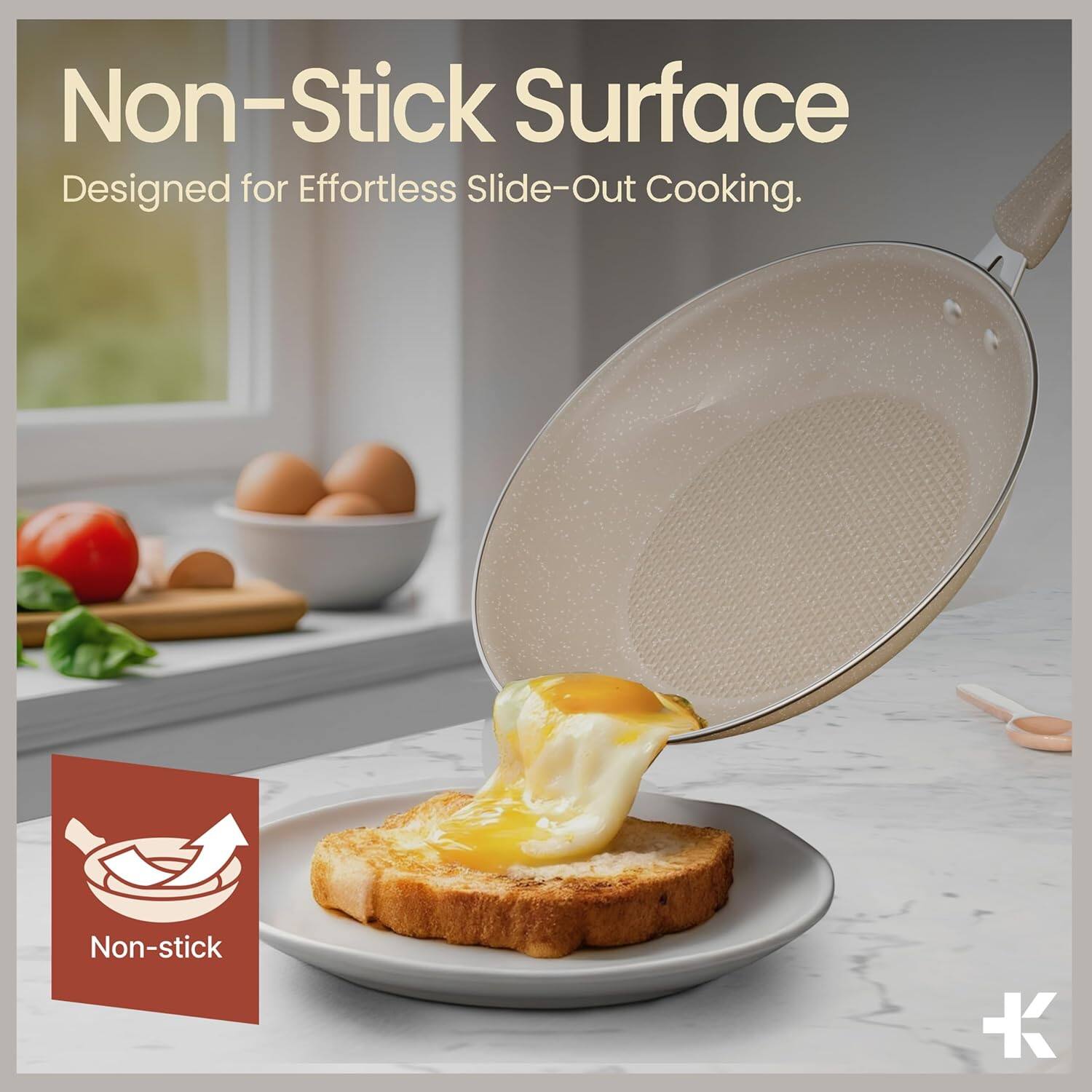 Non-Stick Surface  
Designed for Effortless Slide-Out Cooking.  

Non-stick