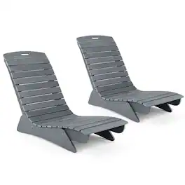 Costway - 2 PCS HDPE In-Pool Lounge Chair for 5.5"-8.5" Water Depth Anti-Float for Poolside - Dark Gray