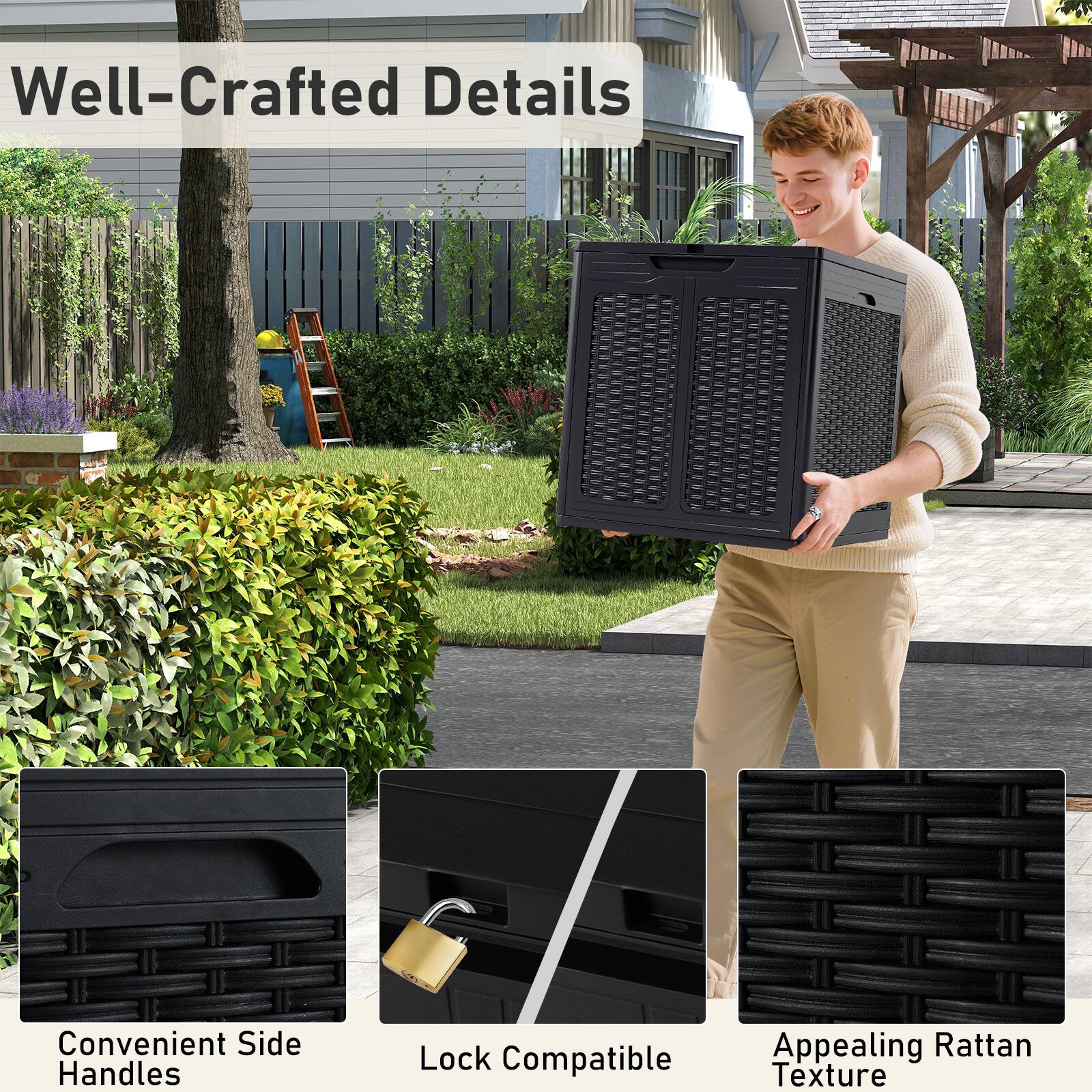 Well-Crafted Details

Convenient Side Handles

Lock Compatible

Appealing Rattan Texture