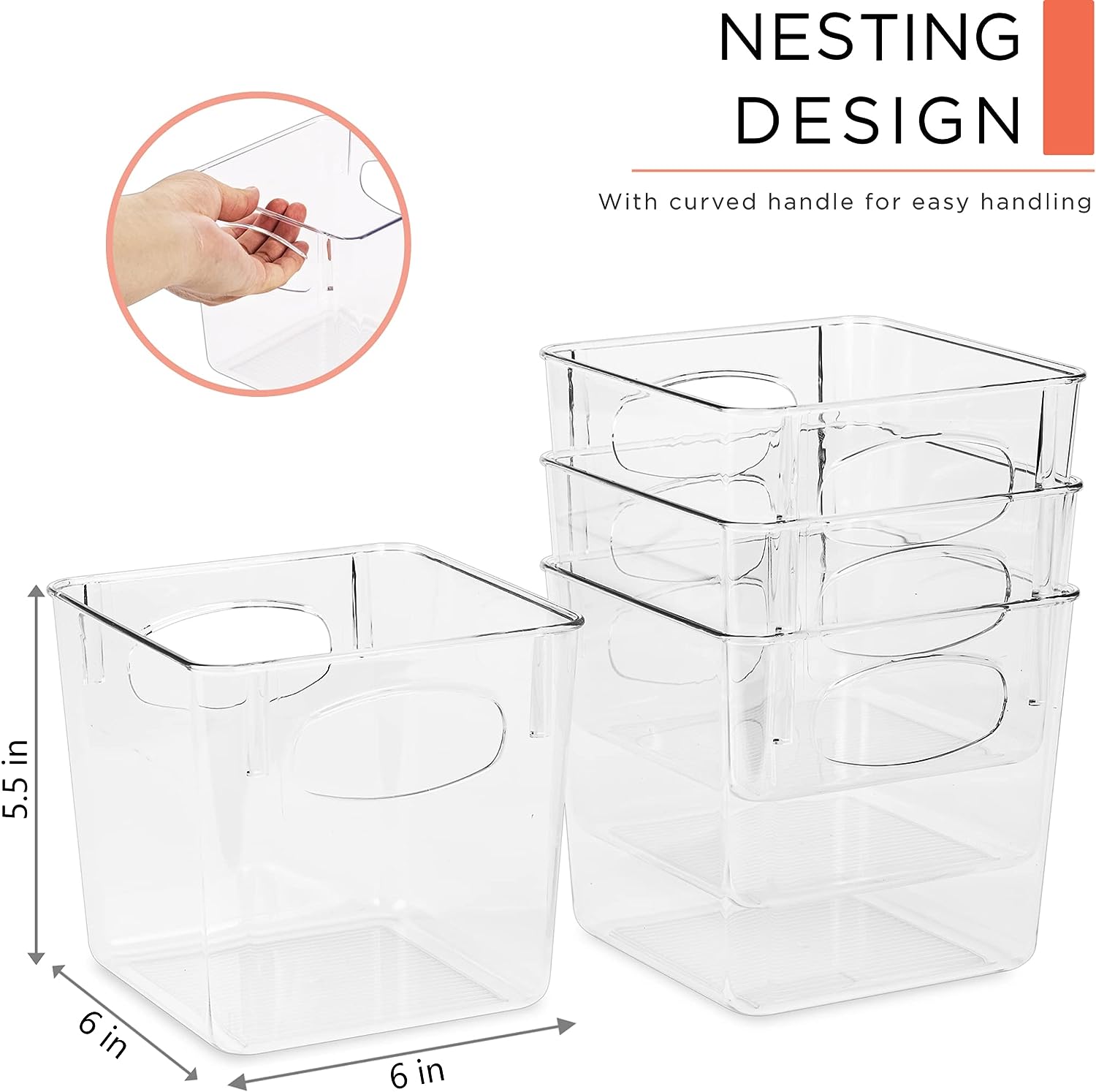 NESTING DESIGN

With curved handle for easy handling

5.5 in

6 in

6 in