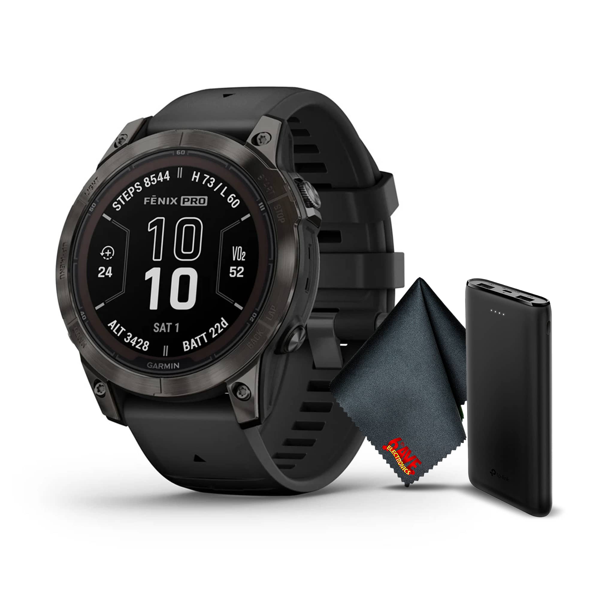Garmin - Fenix 7 Pro Sapphire Solar Edition Carbon Gray DLC Titanium - Carbon Gray DLC Titanium w/ Black Band - (2023)